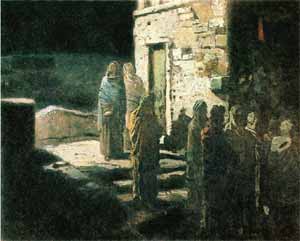 Н. Н. Ге. Выход Христа с учениками с Тайной вечери в Гефсиманский сад.