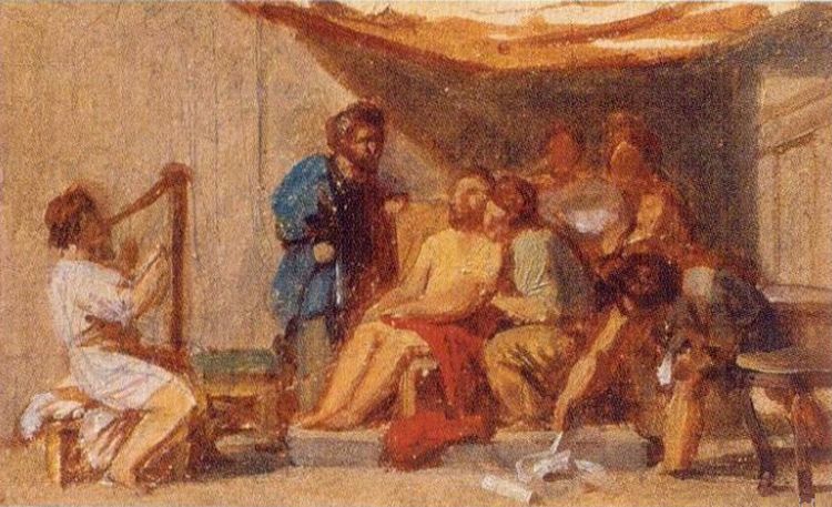 Давид играет на арфе перед Саулом. А.А. Иванов. 1831 Давид играет на арфе перед Саулом. А.А. Иванов. 1831