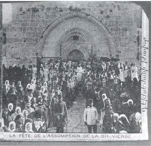 Интерьер Храма Пресвятой Богородицы в Гефсимании (Иерусалим, фото нач. ХХ в.)